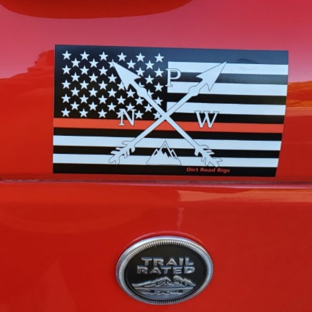 PNW Arrows Red Line Fire Flag Decal